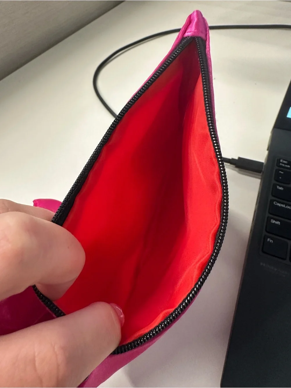 ipsy Hot Pink Satin Knot Cosmetic Pouch